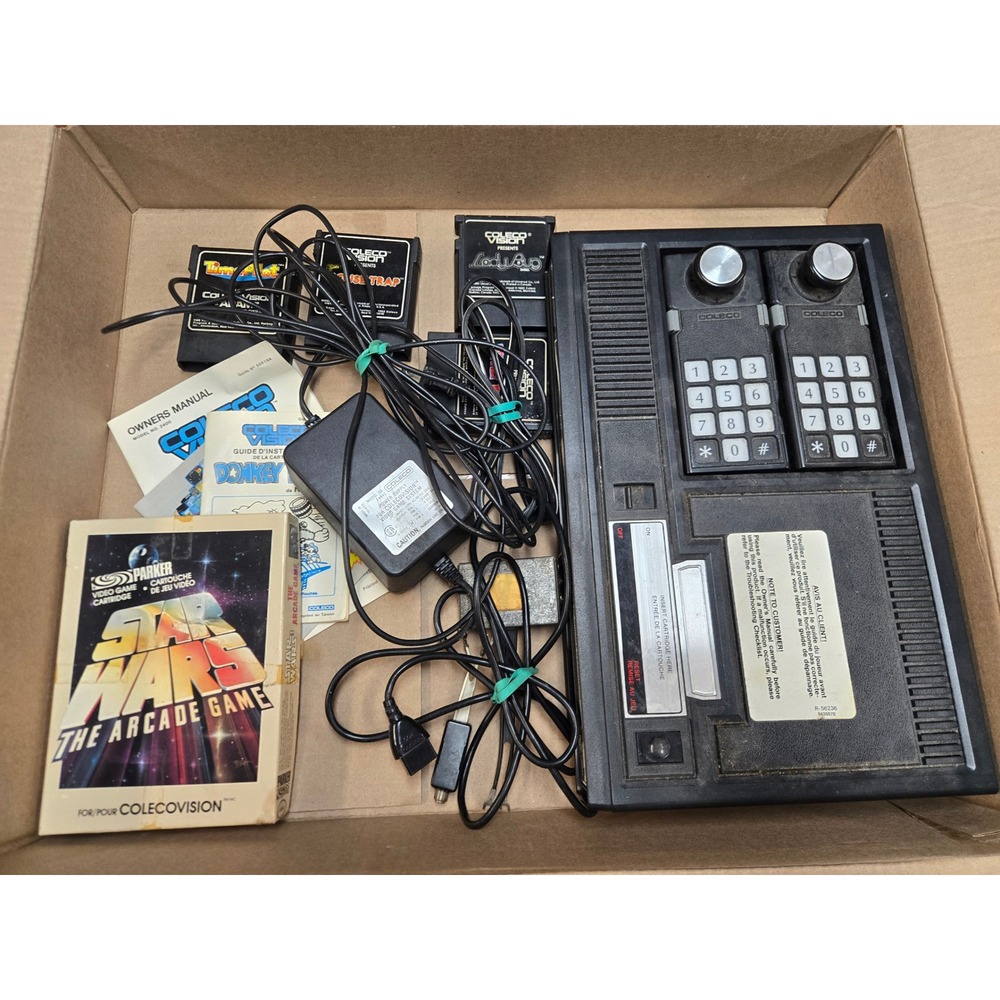 ColecoVision 2400 Console Bundle Star Wars Donkey Kong 5 Games Manuals - Tested